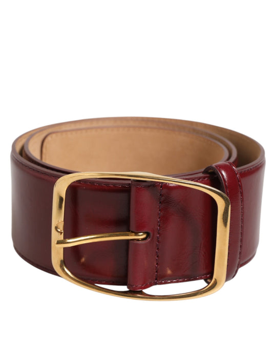 Dolce & Gabbana Burgundy Leather Gold Metal Buckle Women Belt - ClickThatClicks 