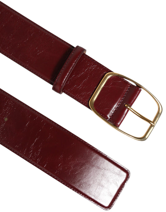 Dolce & Gabbana Burgundy Leather Gold Metal Buckle Women Belt - ClickThatClicks 