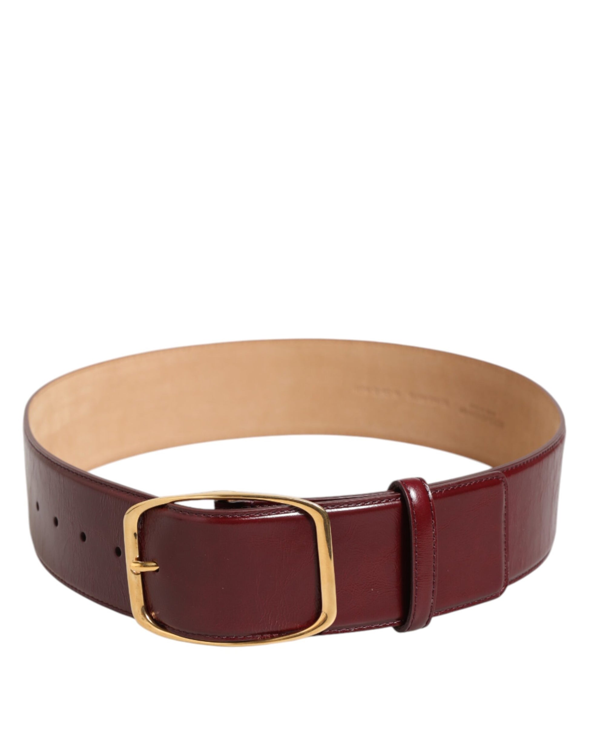 Dolce & Gabbana Burgundy Leather Gold Metal Buckle Women Belt - ClickThatClicks 