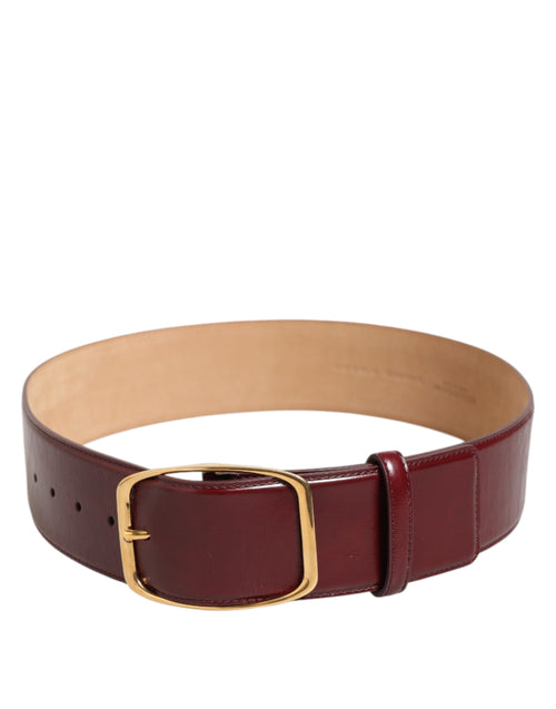 Dolce & Gabbana Burgundy Leather Gold Metal Buckle Women Belt - ClickThatClicks 