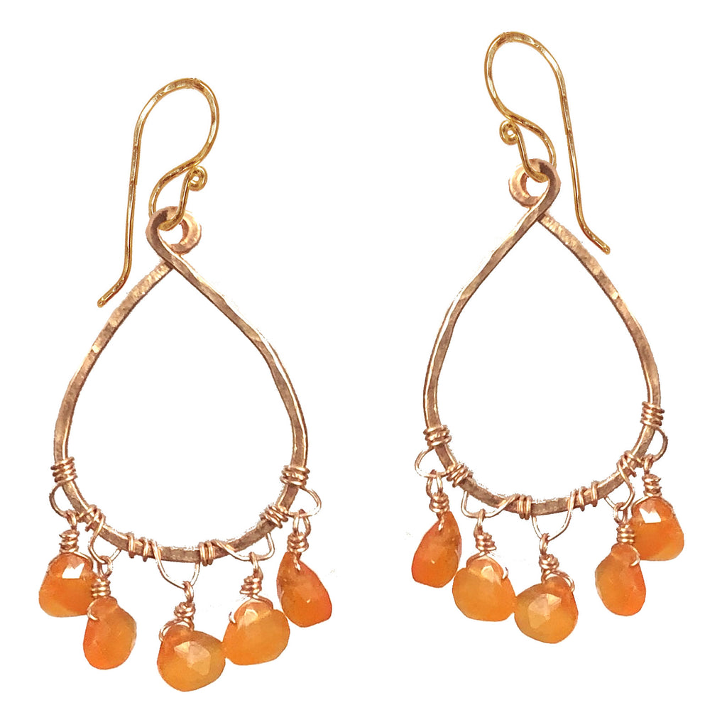 Hammered Drop Earrings with Sunstone