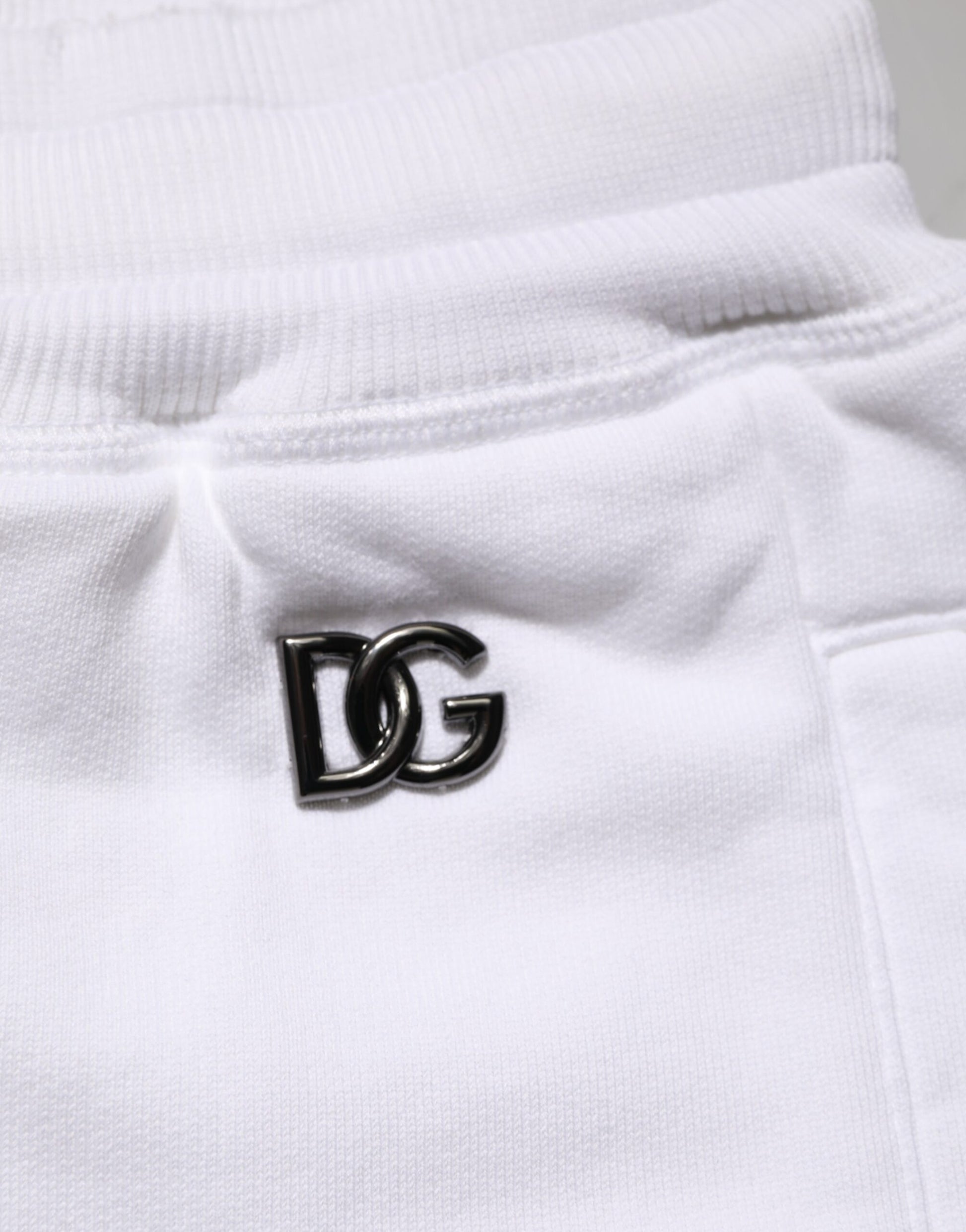 Dolce & Gabbana White Cotton Ripped Bermuda Sweatpants Shorts - ClickThatClicks 