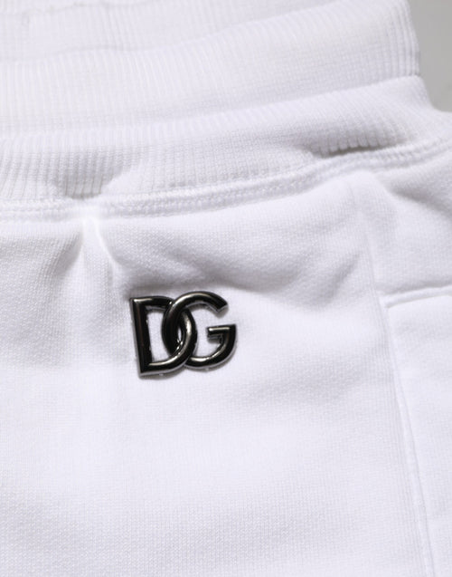Dolce & Gabbana White Cotton Ripped Bermuda Sweatpants Shorts - ClickThatClicks 