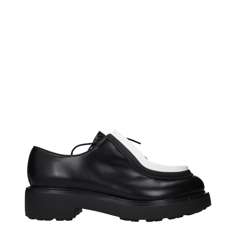 Prada Black Leather Oxfords And Derbies