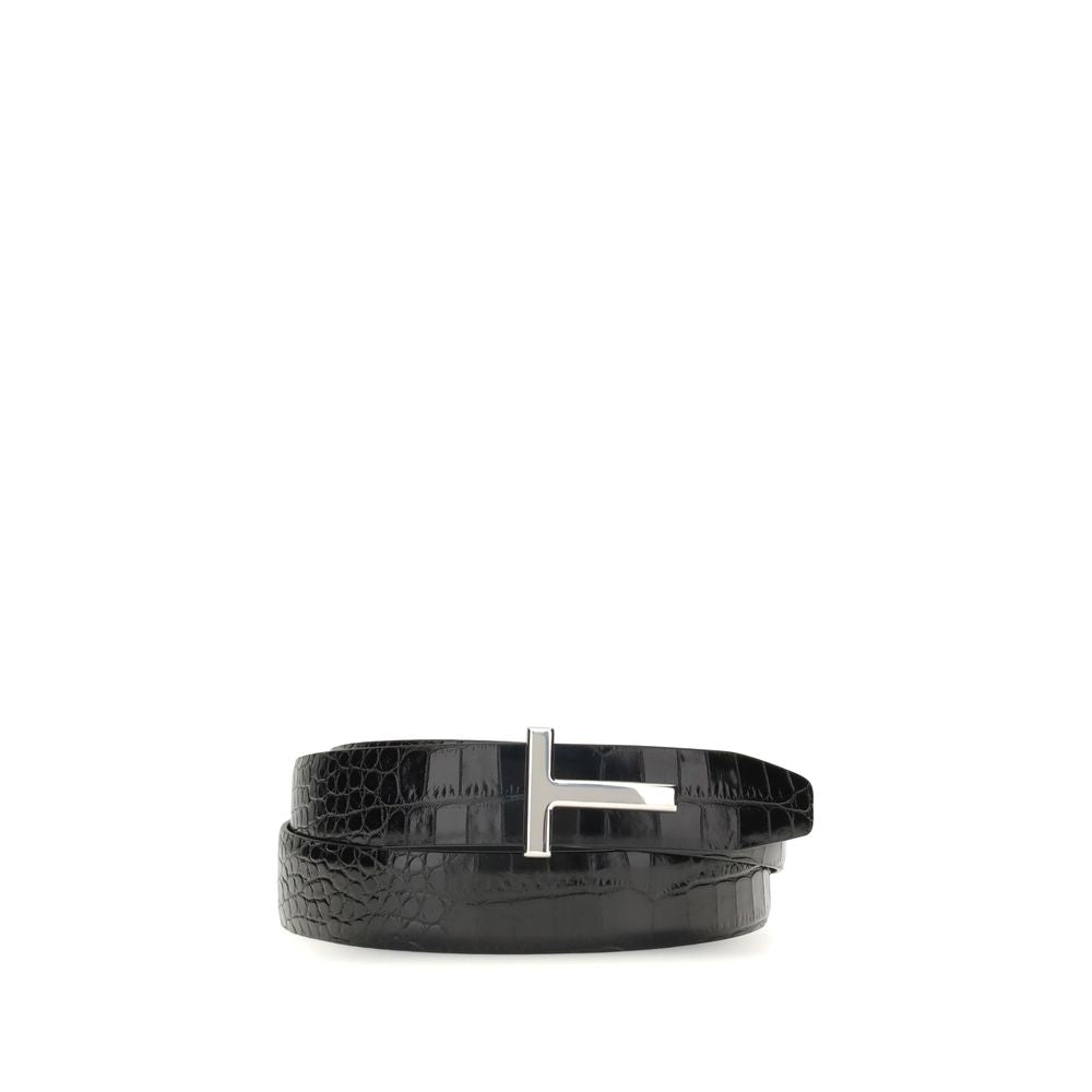 Tom Ford SHINY PRINTED CROC REVERSIBLE T BELT 30