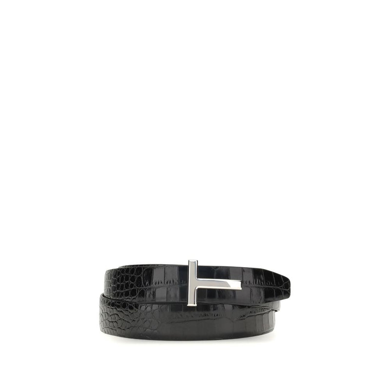 Tom Ford SHINY PRINTED CROC REVERSIBLE T BELT 30