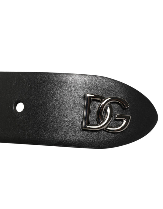 Dolce & Gabbana Black Calf Leather Studded Silver Buckle Belt - ClickThatClicks 