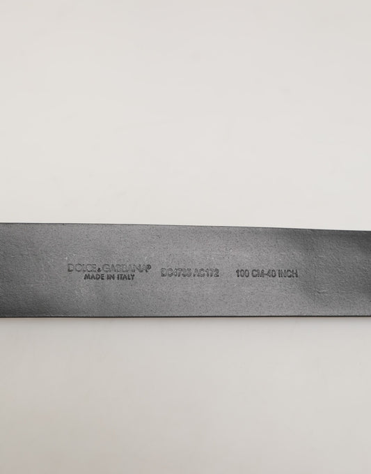 Dolce & Gabbana Black Calf Leather Studded Silver Buckle Belt - ClickThatClicks 