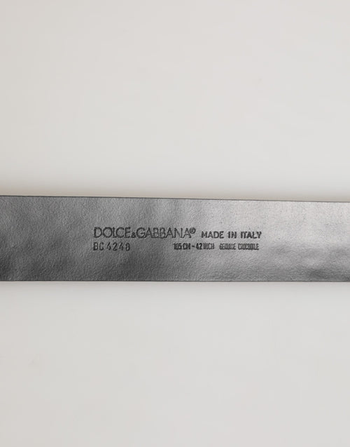 Dolce & Gabbana Black Exotic Leather DG Logo Buckle Belt - ClickThatClicks 