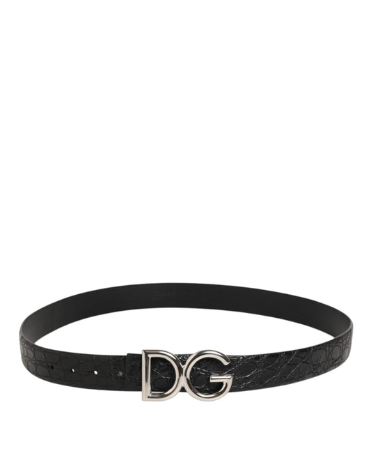 Dolce & Gabbana Black Exotic Leather DG Logo Buckle Belt - ClickThatClicks 