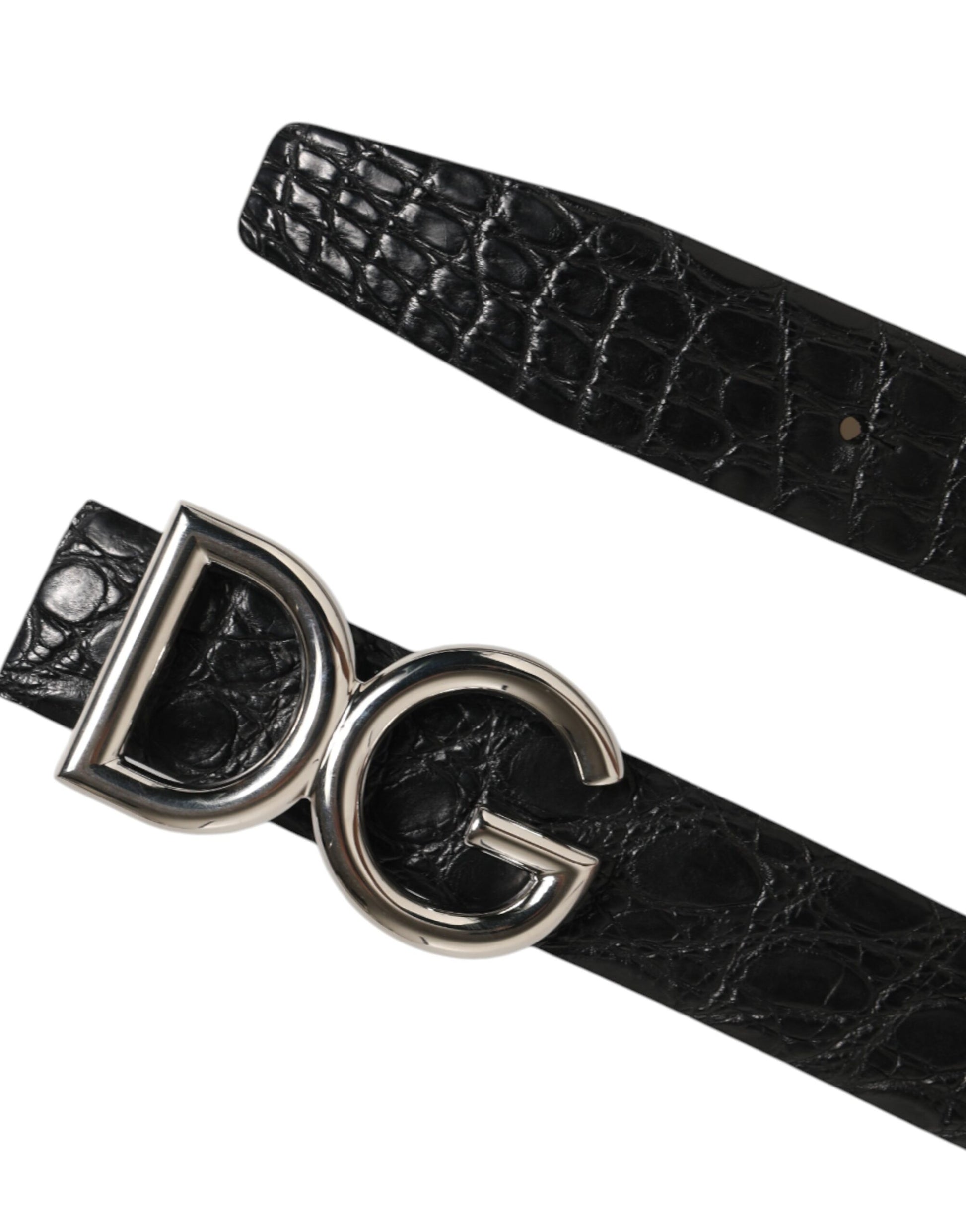 Dolce & Gabbana Black Exotic Leather DG Logo Buckle Belt - ClickThatClicks 