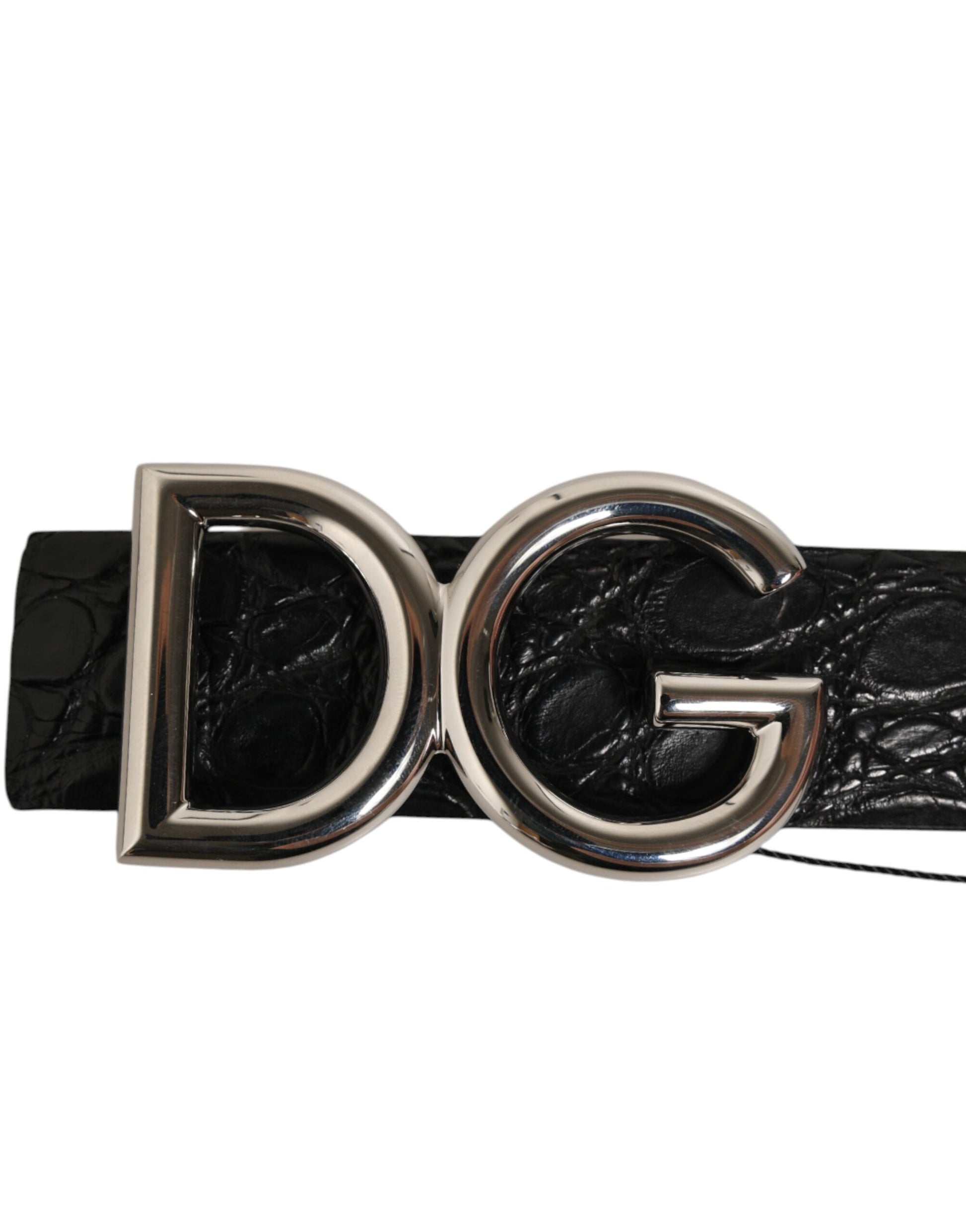 Dolce & Gabbana Black Exotic Leather DG Logo Buckle Belt - ClickThatClicks 