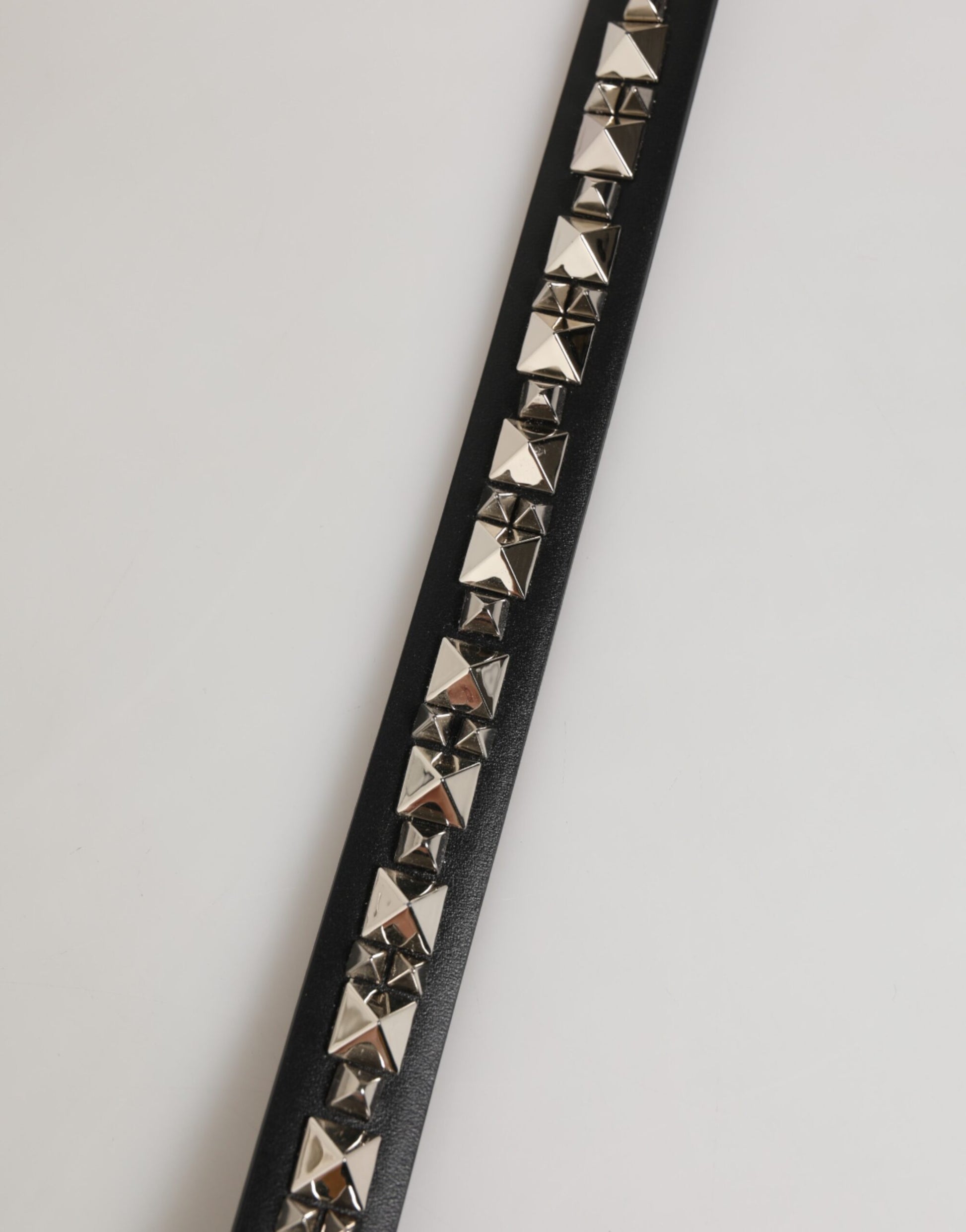 Dolce & Gabbana Black Leather Studded Silver-Tone Buckle Belt - ClickThatClicks 