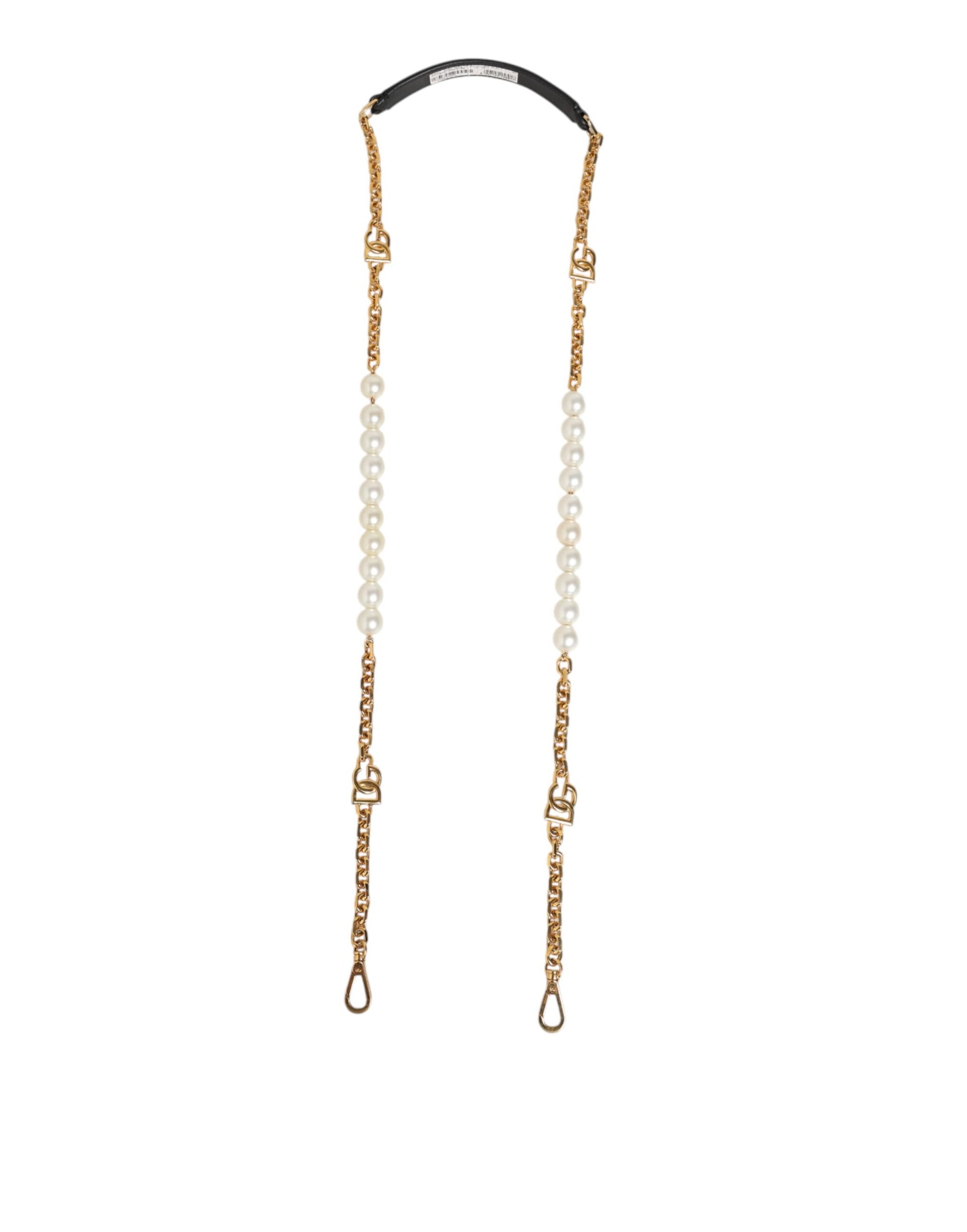 Dolce & Gabbana Black Leather Gold Chain Bag Accessory Shoulder Strap - ClickThatClicks 