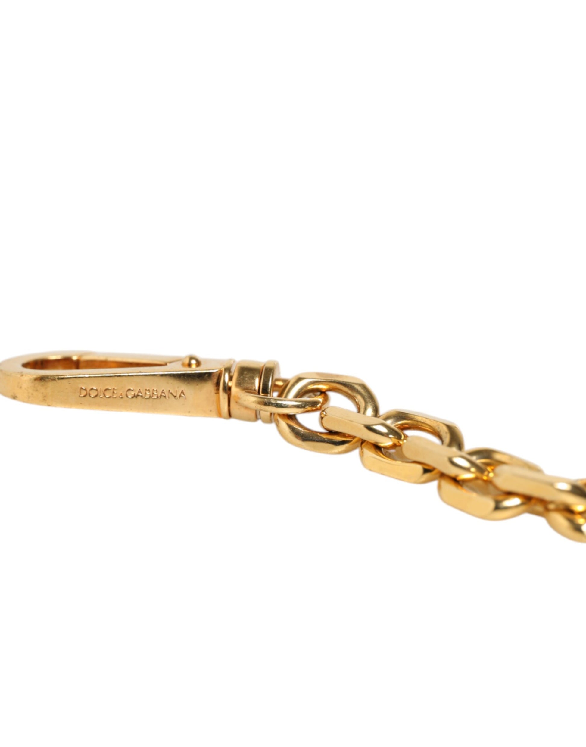 Dolce & Gabbana Black Leather Gold Chain Bag Accessory Shoulder Strap - ClickThatClicks 