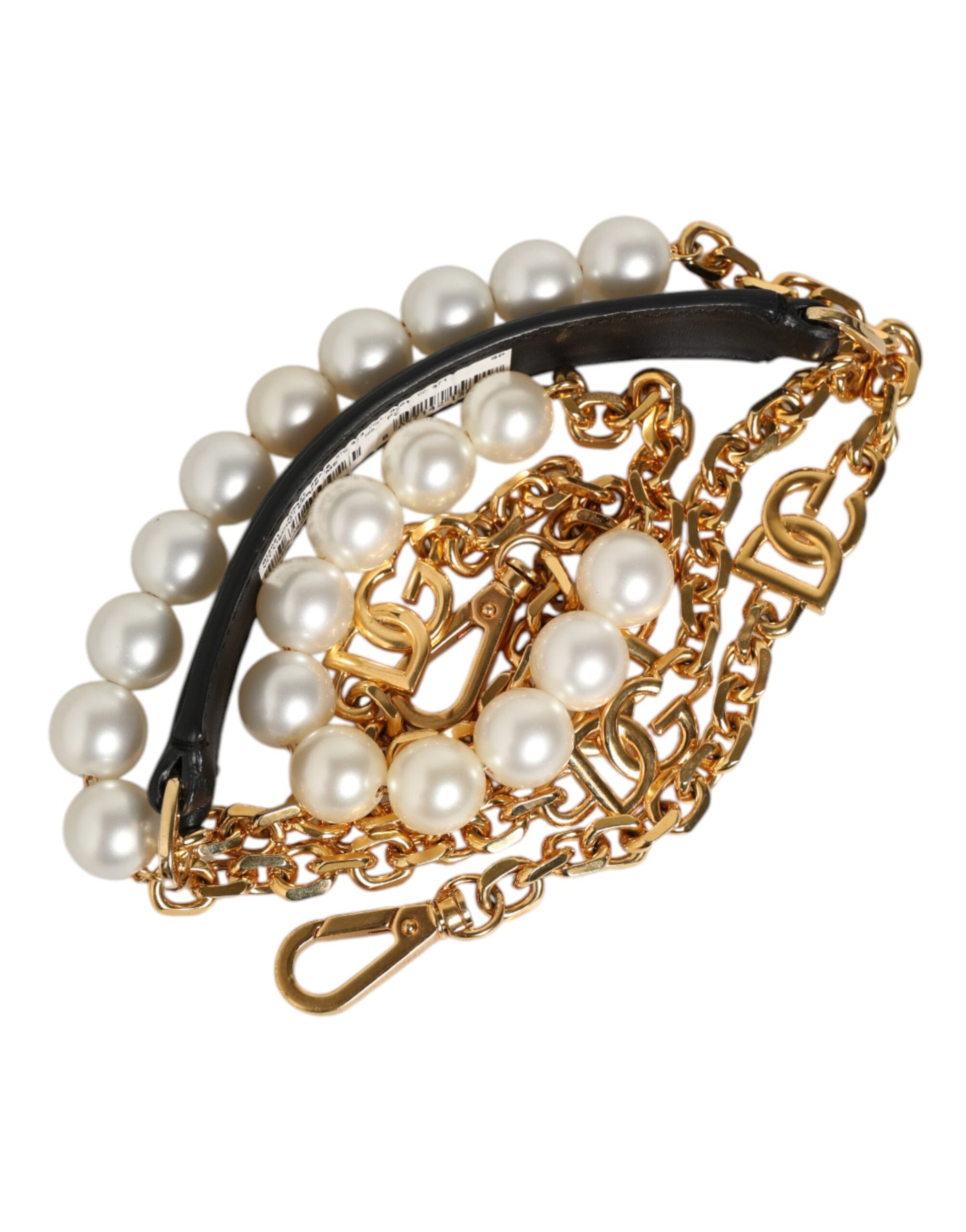 Dolce & Gabbana Black Leather Gold Chain Bag Accessory Shoulder Strap - ClickThatClicks 