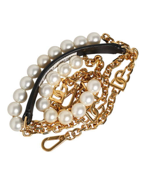 Dolce & Gabbana Black Leather Gold Chain Bag Accessory Shoulder Strap - ClickThatClicks 