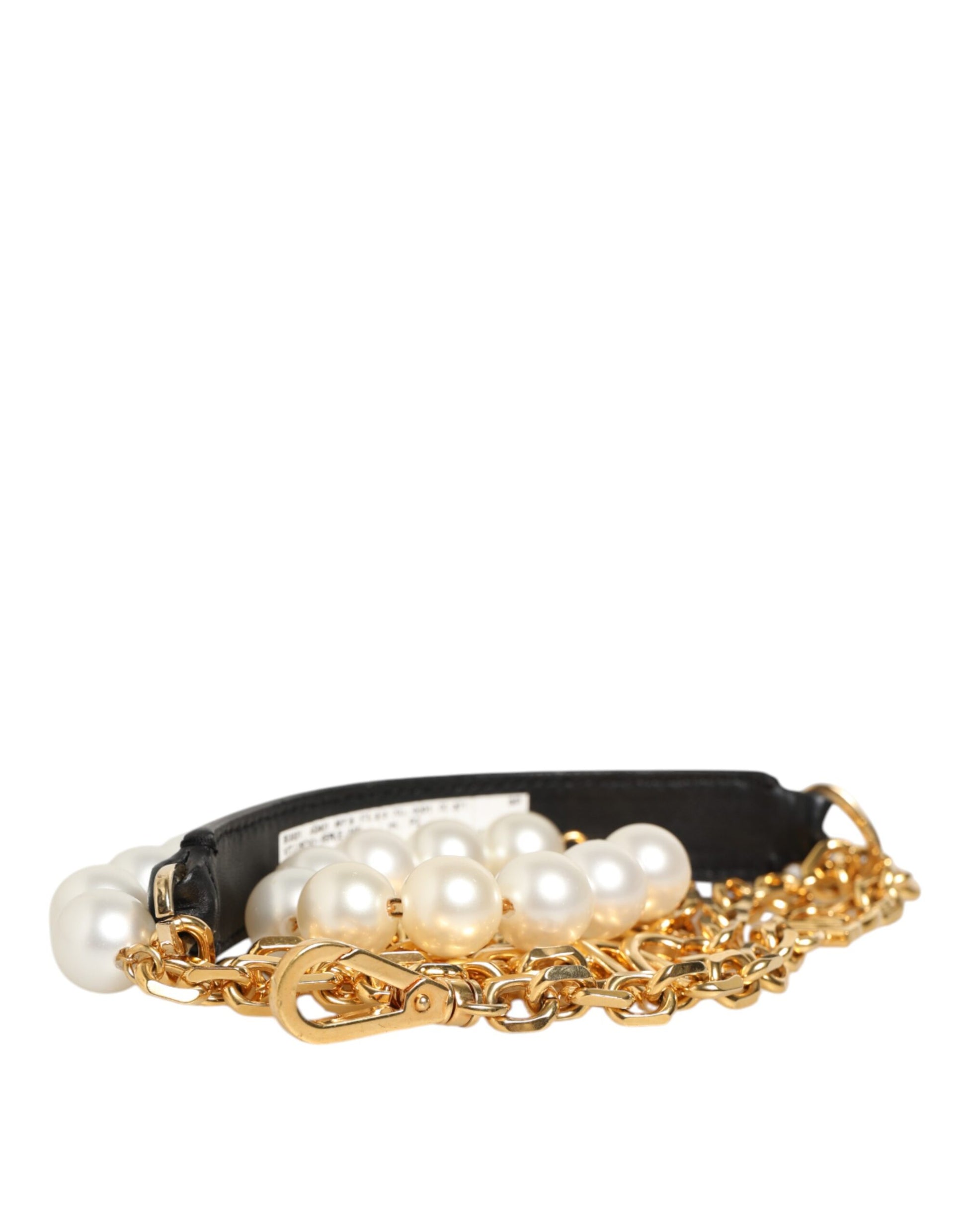 Dolce & Gabbana Black Leather Gold Chain Bag Accessory Shoulder Strap - ClickThatClicks 
