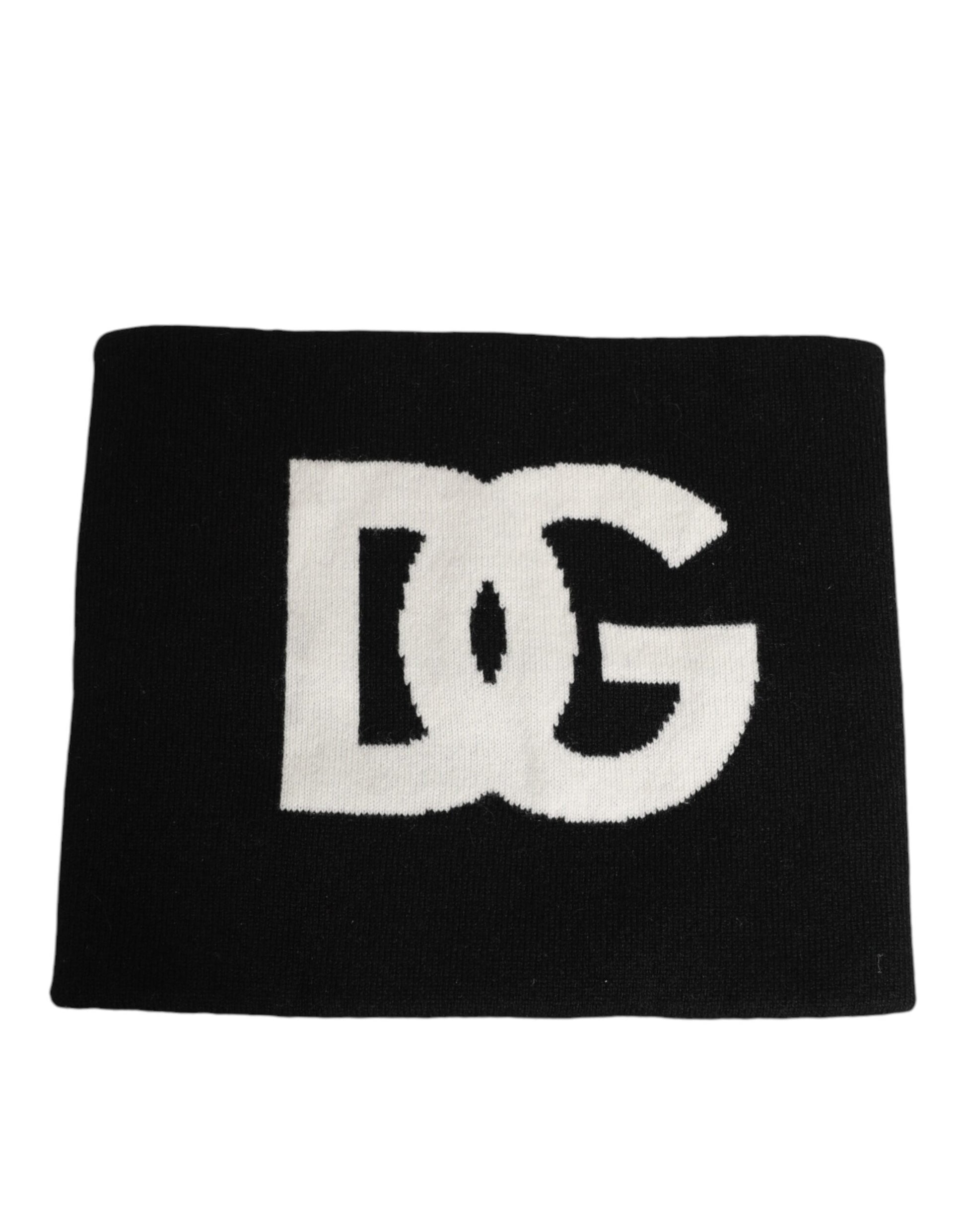 Dolce & Gabbana Black D&G Logo Cashmere Knitted Men One Size Scarf - ClickThatClicks 
