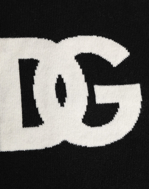 Dolce & Gabbana Black D&G Logo Cashmere Knitted Men One Size Scarf - ClickThatClicks 