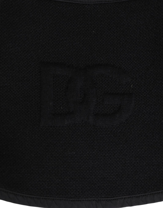 Dolce & Gabbana Black Lace Stole Knitted DG Logo Men One Size Scarf