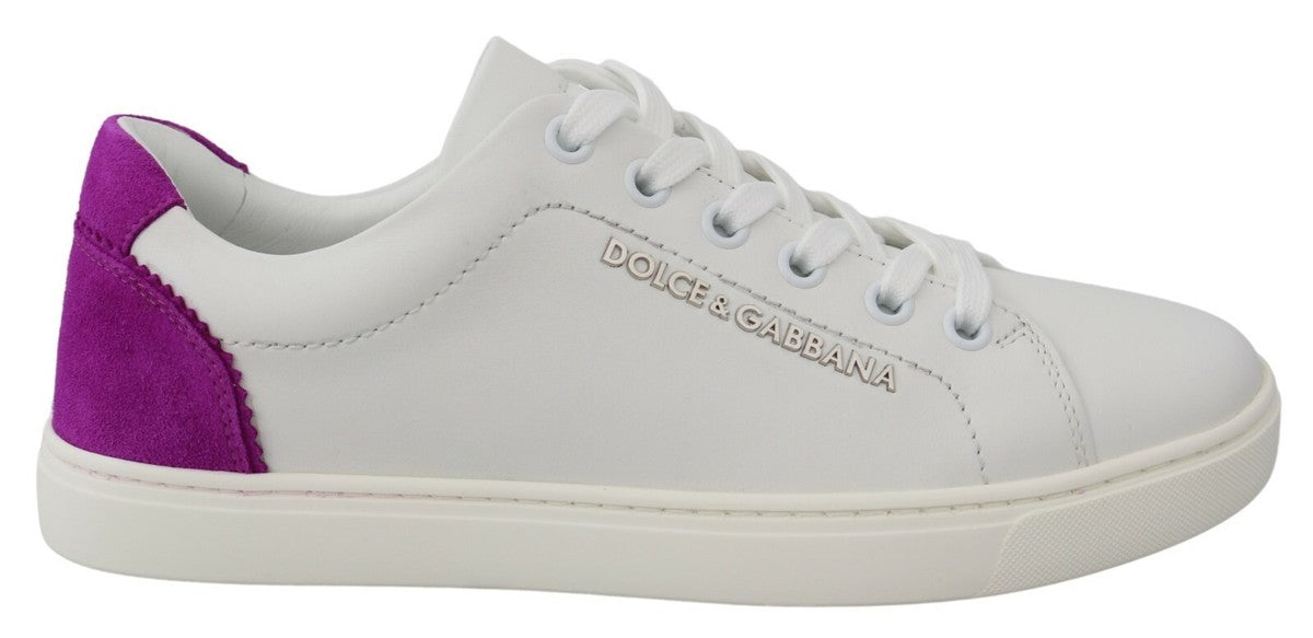 Dolce & Gabbana White Suede Leather Low Top Sneakers Shoes - ClickThatClicks 