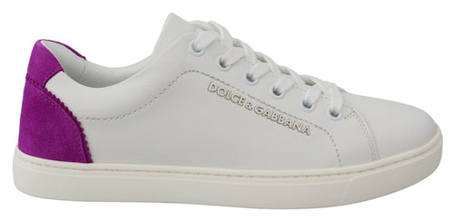 Dolce & Gabbana White Suede Leather Low Top Sneakers Shoes - ClickThatClicks 