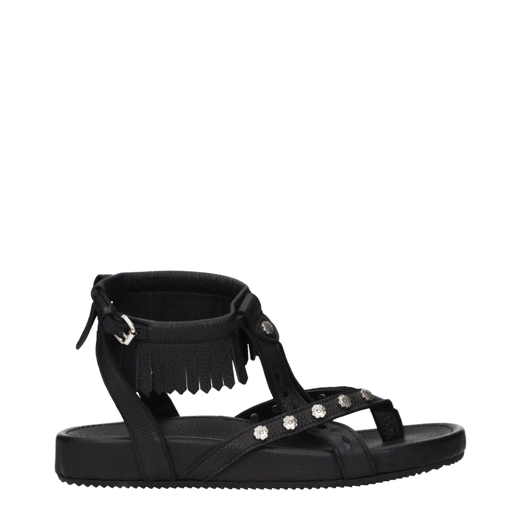 Isabel Marant Black Leather Flat Sandals