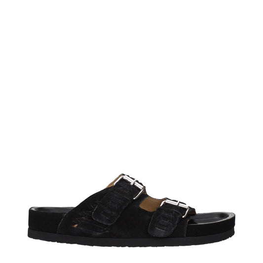 Isabel Marant Black Leather Slippers - ClickThatClicks 