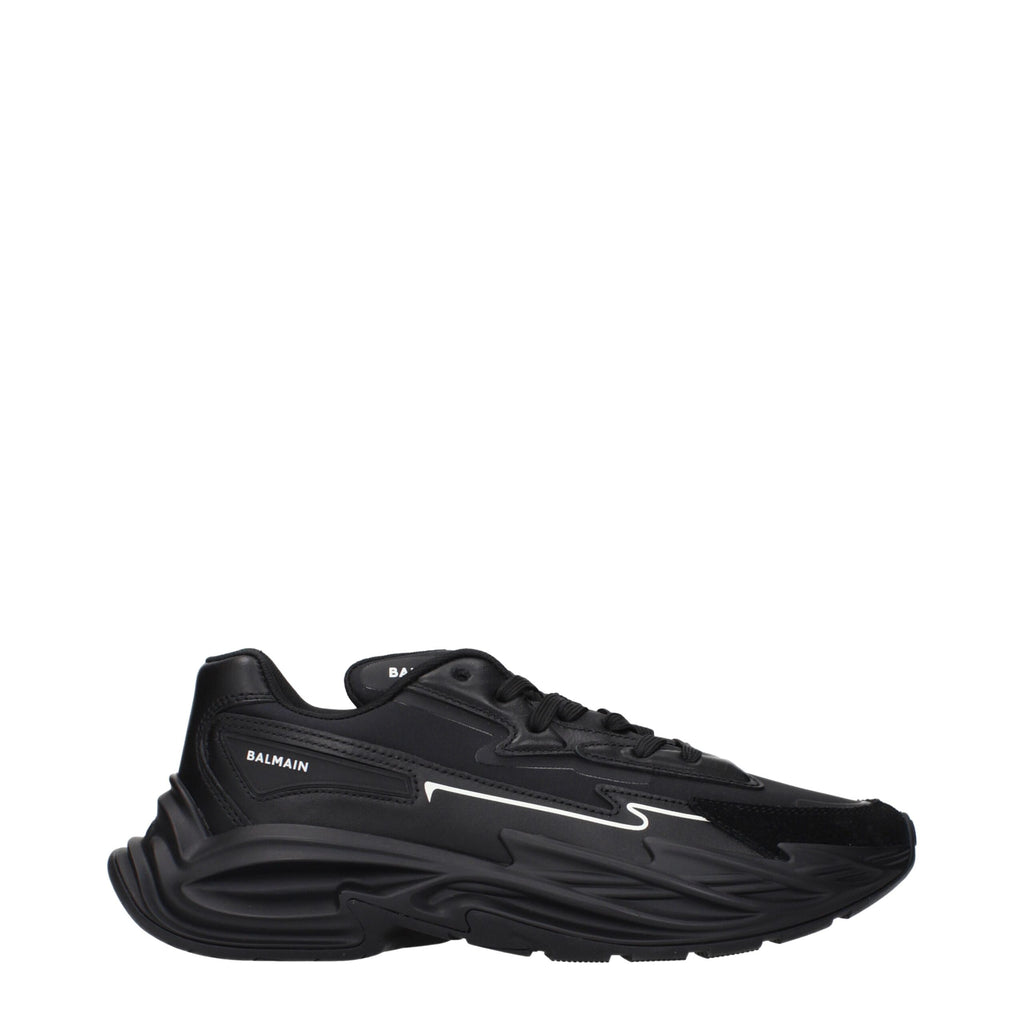 Balmain Black Leather Athletic Sneakers