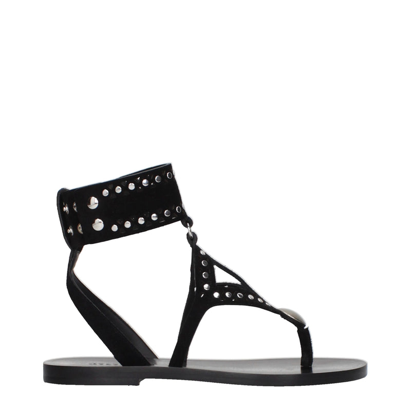 Isabel Marant Black Leather Flip-Flop Sandals