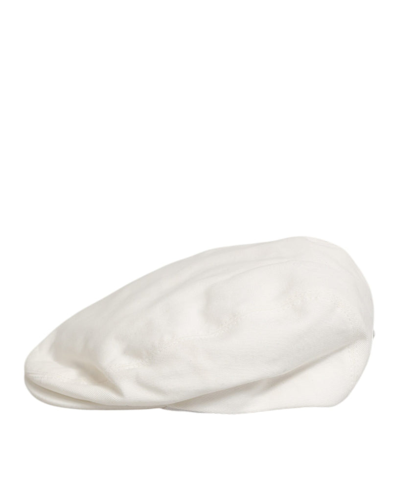 Dolce & Gabbana White Cotton Newsboy Cloth Capello Men Cap Hat