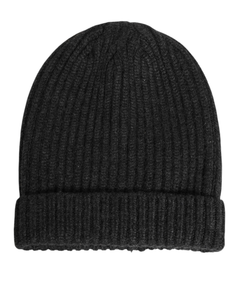 Dolce & Gabbana Black Cashmere Knitted Beanie Men Capello Hat