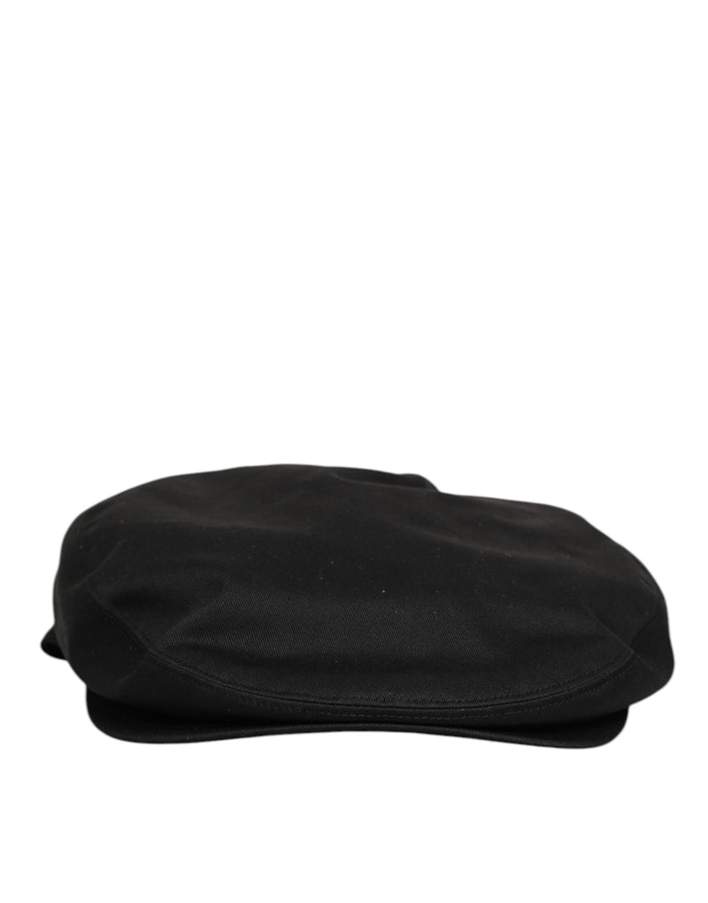 Dolce & Gabbana Black Cotton Dg Logo Newsboy Cloth Capello Hat