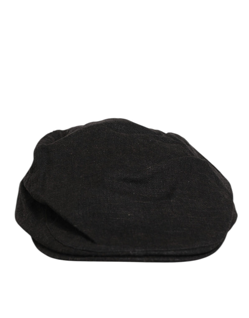 Dolce & Gabbana Black Cotton DG Logo Newsboy Cloth Capello Hat