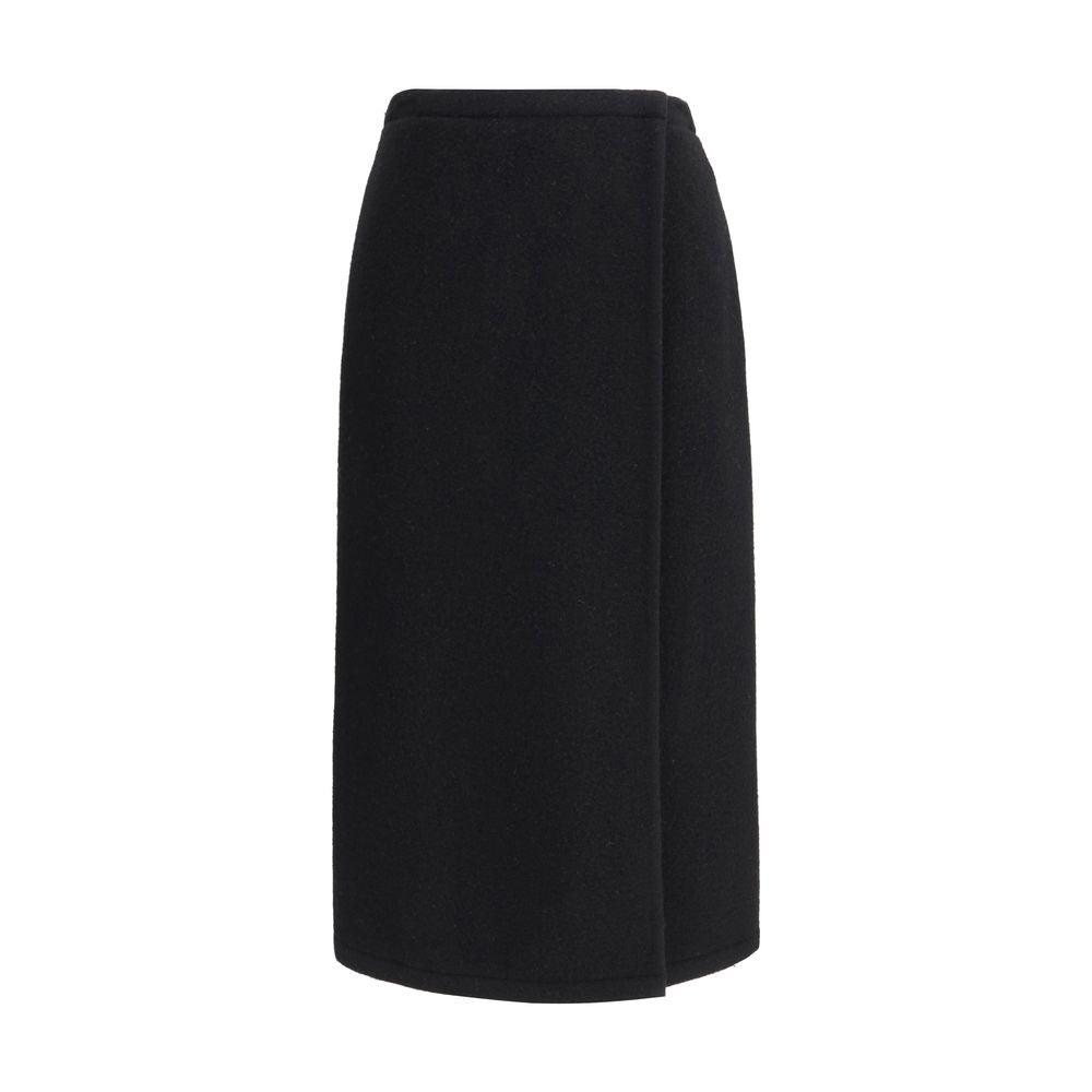 RIER Black Fleece Wool Long Skirt