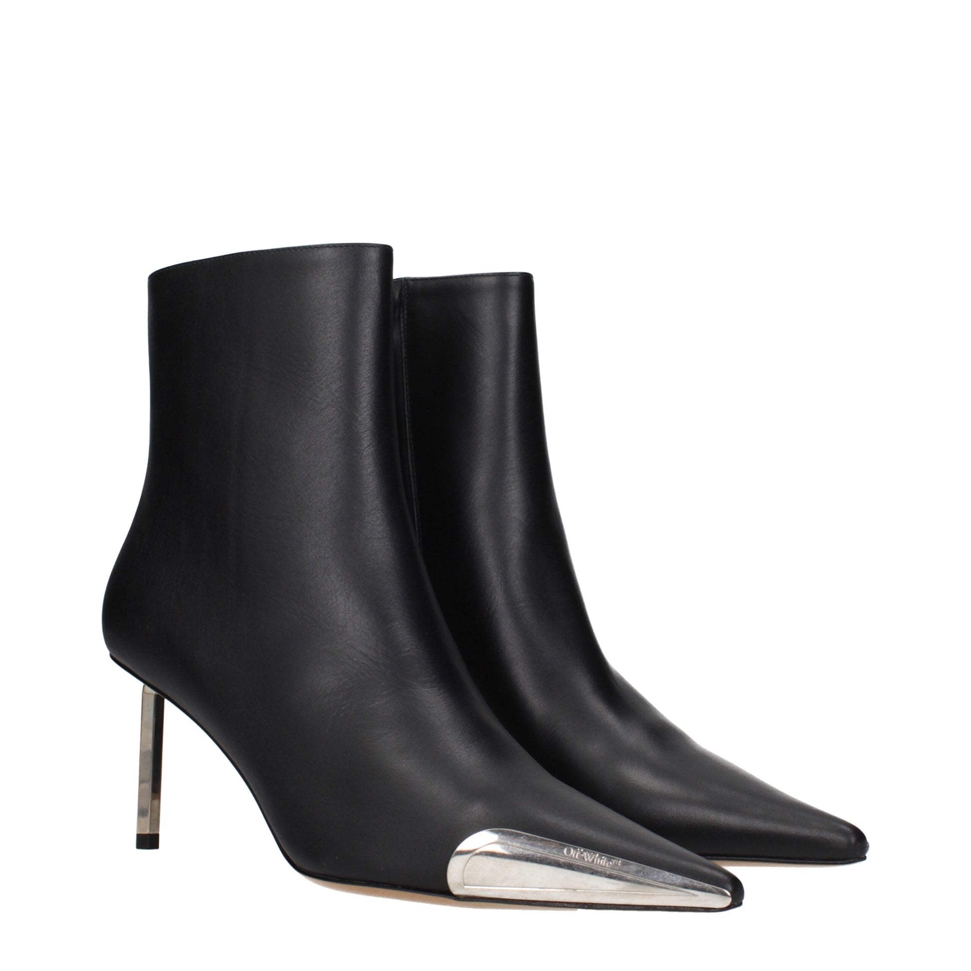 Off-White Black Leather Ankle Boots - ClickThatClicks 