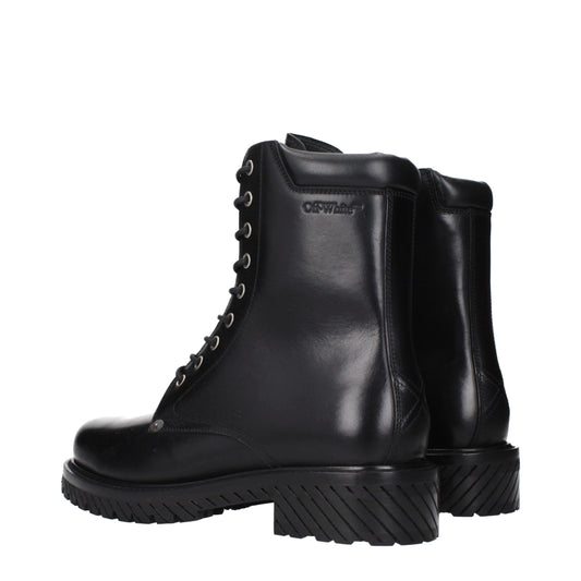 Off-White Black Leather Ankle Boots - ClickThatClicks 