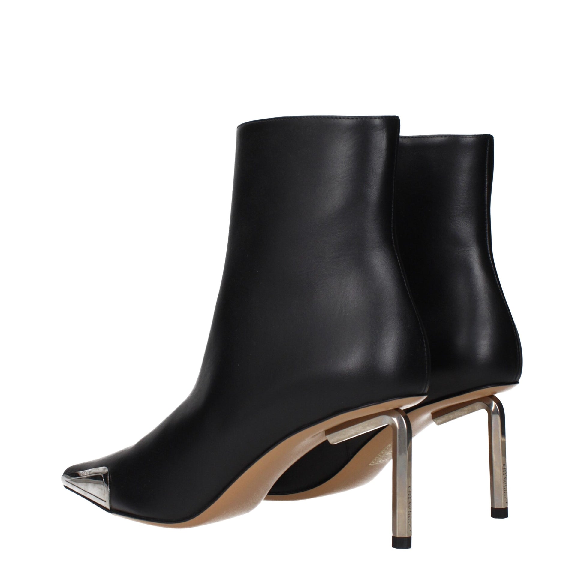 Off-White Black Leather Ankle Boots - ClickThatClicks 