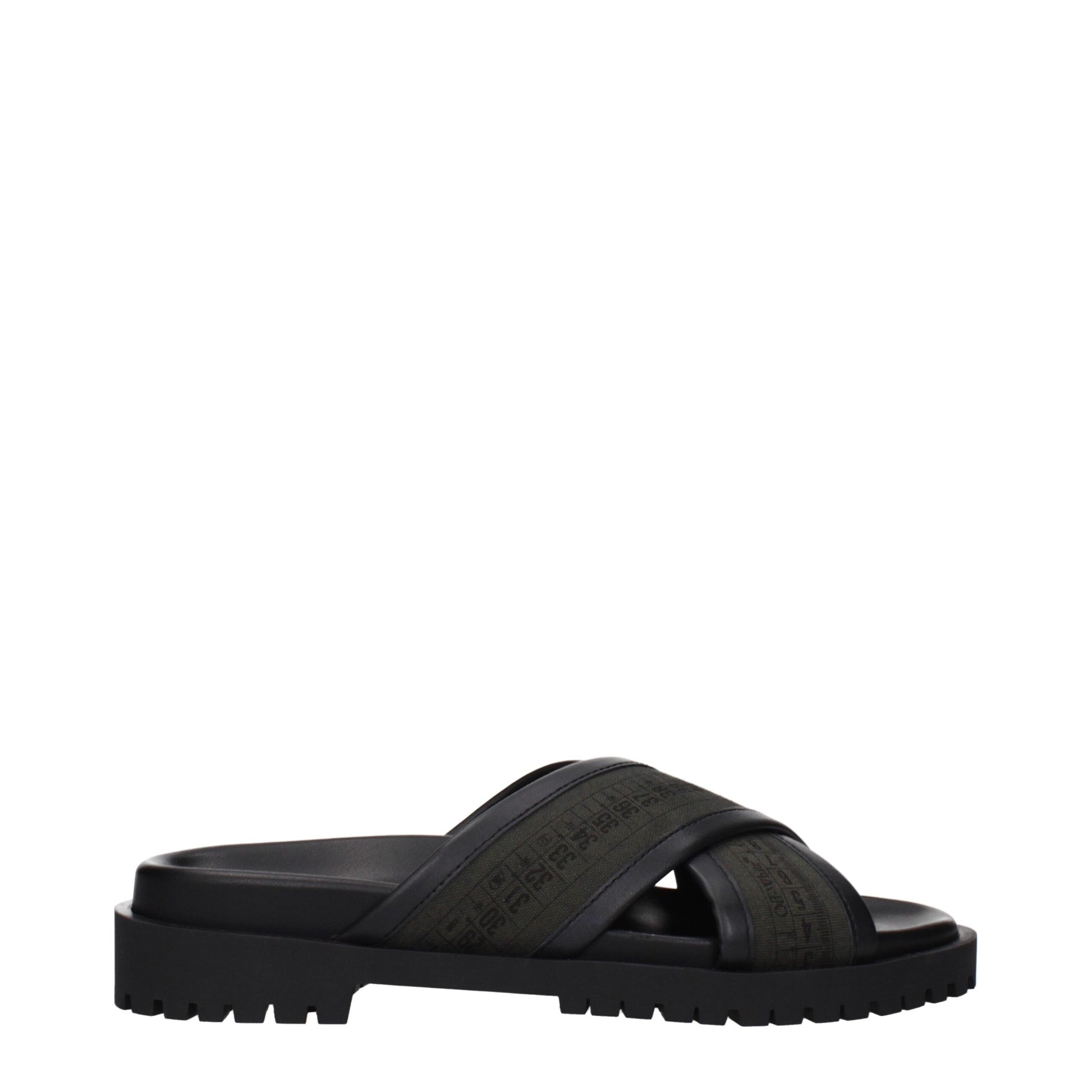 Off-White Green Fabric Flat Sandals - ClickThatClicks 