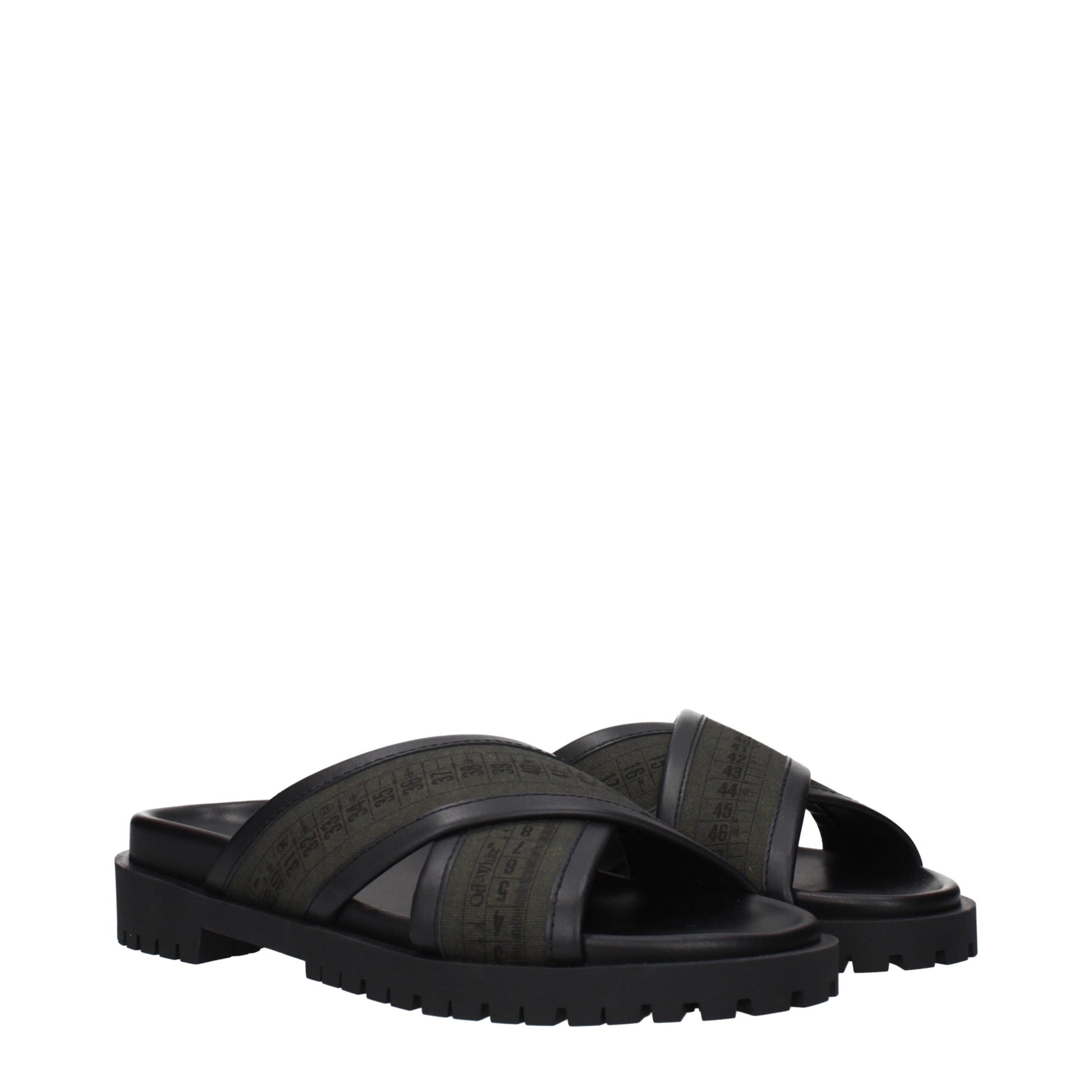 Off-White Green Fabric Flat Sandals - ClickThatClicks 