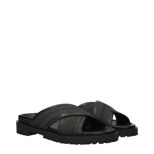 Off-White Green Fabric Flat Sandals - ClickThatClicks 