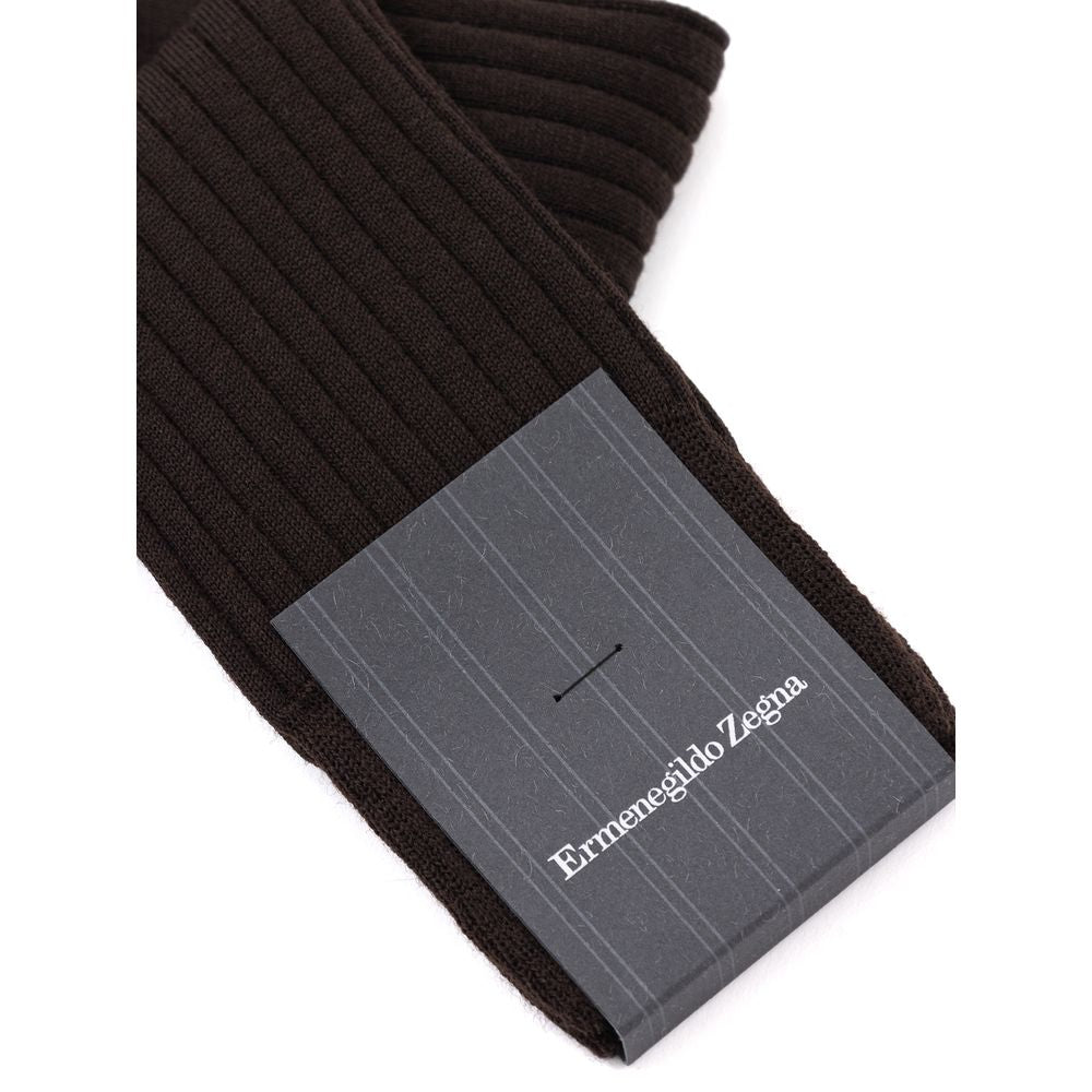 ZEGNA Brown Wool Socks - ClickThatClicks 