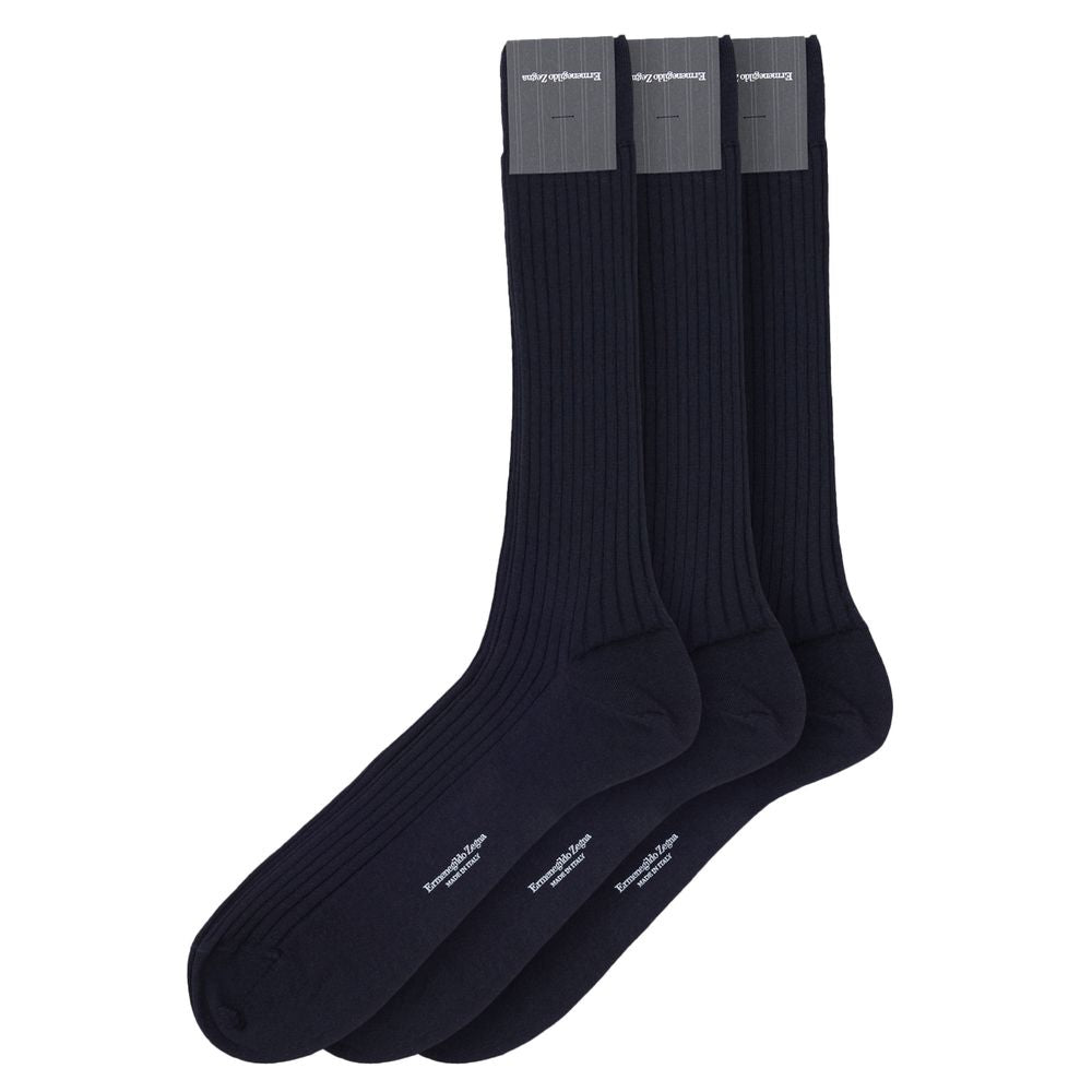 ZEGNA Navy Blue Wool Socks - ClickThatClicks 