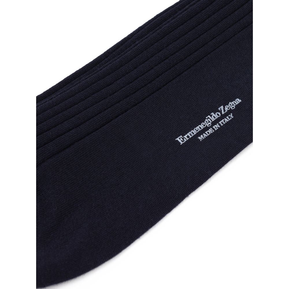 ZEGNA Navy Blue Wool Socks - ClickThatClicks 