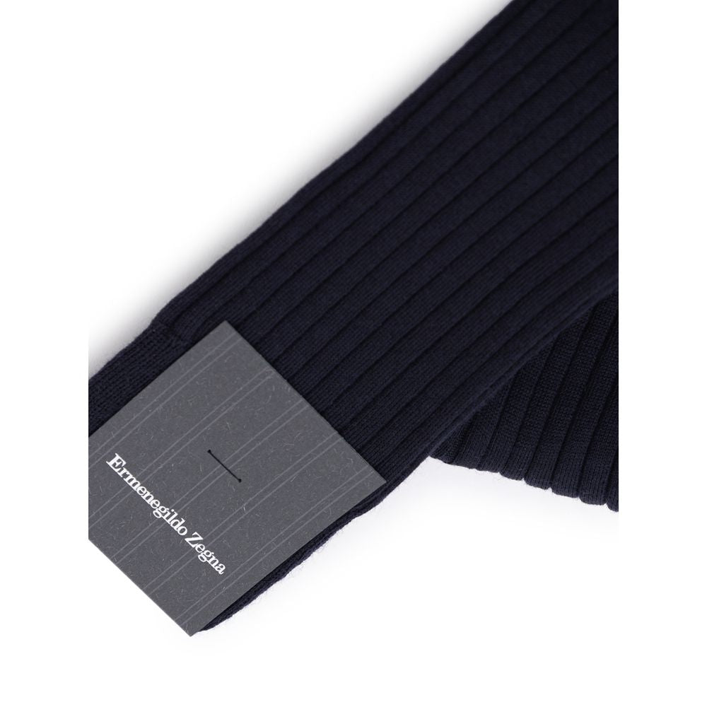ZEGNA Navy Blue Wool Socks - ClickThatClicks 