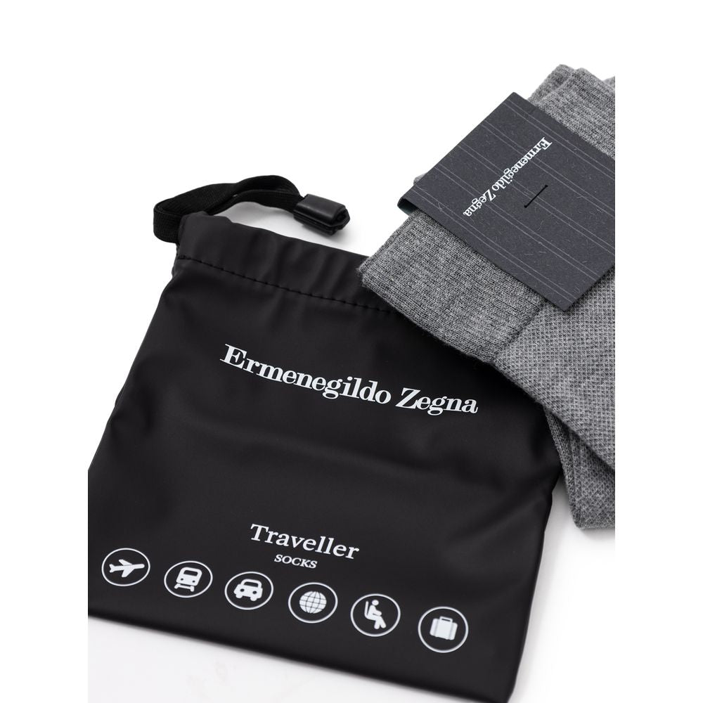 ZEGNA Gray Cotton Socks - ClickThatClicks 