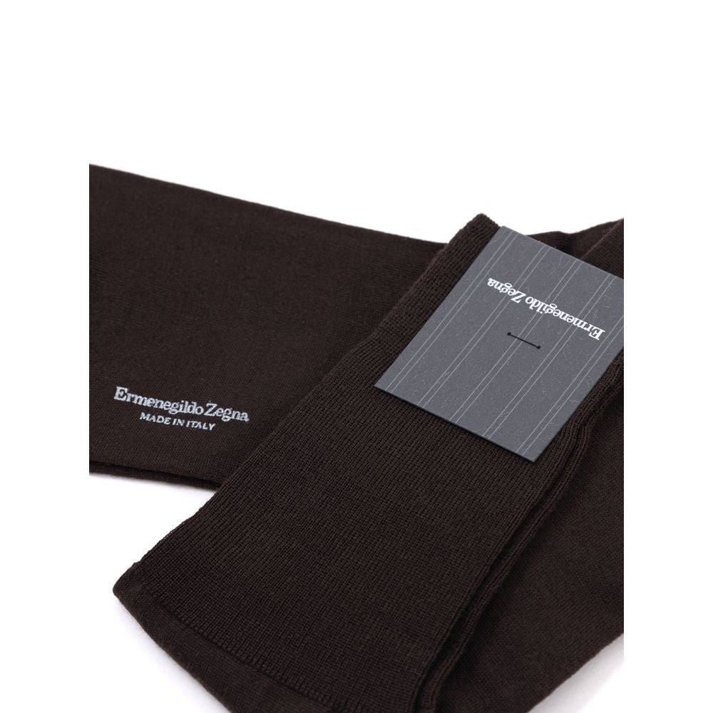 ZEGNA Brown Wool Socks - ClickThatClicks 