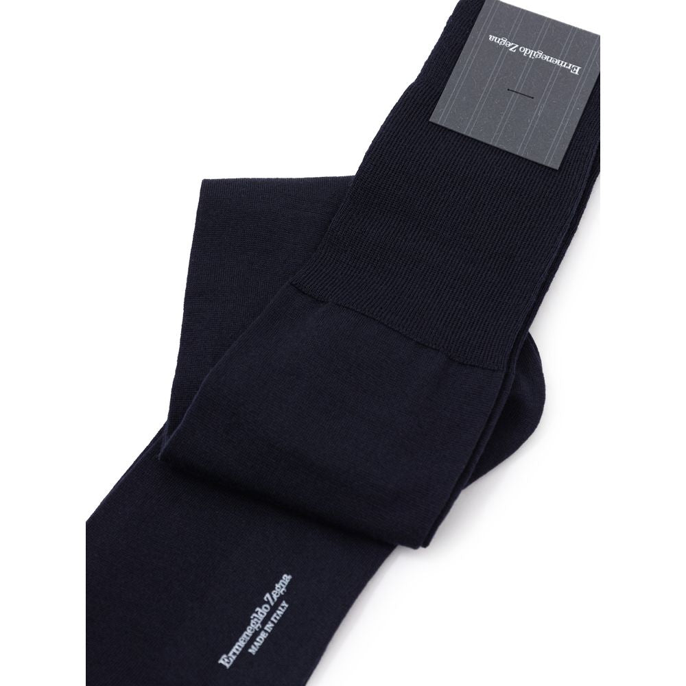 ZEGNA Navy Blue Wool Socks - ClickThatClicks 