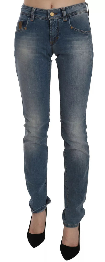 John Galliano Blue Washed Mid Waist Skinny Casual Denim Pants